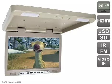 Потолочный автомобильный монитор 20,1" с HDMI и встроенным медиаплеером AVEL Electronics AVS2020MPP (бежевый) (+ Автомобильные коврики в подарок!)