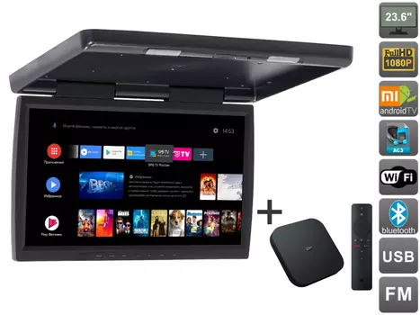 Потолочный монитор Avel на Android AVS2230MPP (черный) + Xiaomi Mi Box S + AV120520DC (+ Автомобильные коврики в подарок!)