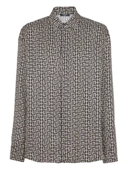 Balmain рубашка с монограммой, черный
