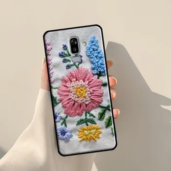 Чехол с вышивкой цветов для Samsung Galaxy J1 J3 J7 J5 2016 A3 A5 2017 J8 A7 A9 J4 J6 A6 A8 Plus 2018 J4 2018 - J400
