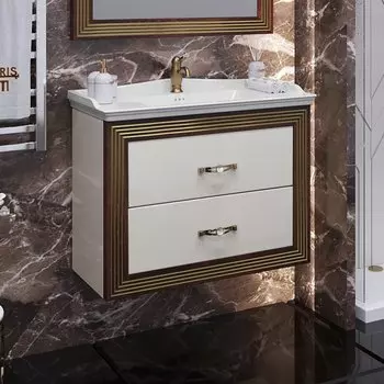 Тумба с раковиной Opadiris Карат 80 золотая патина