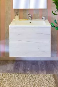 Тумба с раковиной Sanflor Чикаго 75 дуб крафт белый (раковина Kerama Marazzi Piano 75)
