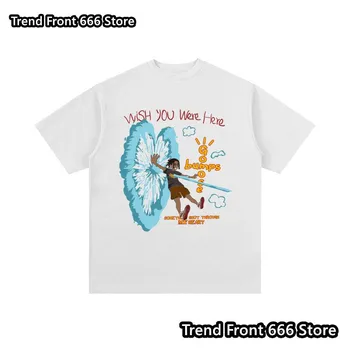 Летние унисекс-футболки с принтом TRAVIS SCOTT из хлопка Футболки Wish you were here Футболки унисекс с коротким рукавом High Street L