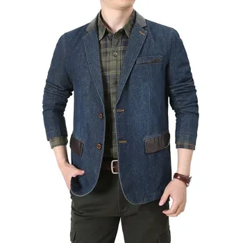 Мужская куртка весна и осень мужской повседневный джинсовый костюм деловой узкий костюм молодежная модная куртка M