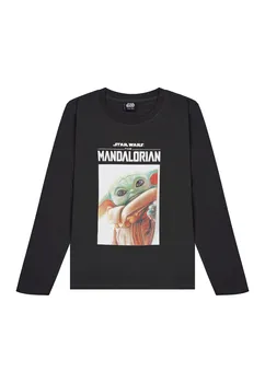 Лонгслив ONOMATO! Langarmshirt Star Wars The Mandalorian Grogu, черный