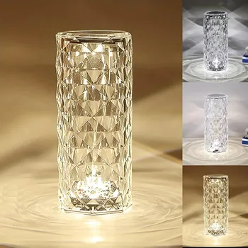 1 шт. Настольная лампа Crystal Diamond с сенсорным управлением, меняющим цвет, светодиодным ночником и зарядным устройством USB, украшение для дома, Хэллоуин, Рождество, офисный стол