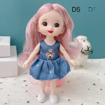 Мини-подвижная кукла 17 см, игрушка для девочек, 3D большие глаза, BJD, полная одежда принцессы, коллекция платьев, детская кукла в подарок B