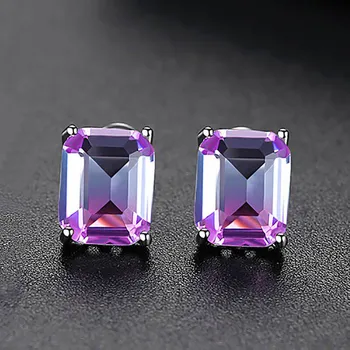 BELLA BOX серьги с аквамарином для женщин, прямоугольные, классический, простой дизайн, серьги-гвоздики с топазом, 9*7 мм, подарок на вечеринку синий
