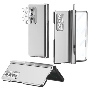 Тяжелый защитный стеклянный пленочный чехол для Samsung Galaxy Z Fold3 5g Fold 4 Fold4 Fold 3 Zfold3, держатель для ручек, сумка для телефона на весь корпус For Samsung Z Fold 3 чёрный