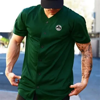 Muscleguys Мужская футболка-кардиган большого размера, однотонная спортивная одежда, бодибилдинг, фитнес, свободная спортивная футболка, уличная футболка в стиле хип-хоп L чёрный