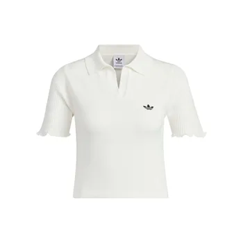 Adidas Трикотажная рубашка-поло Originals с вышивкой логотипа, женские топы белого цвета JC7858 S