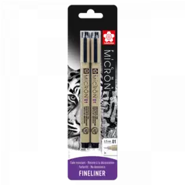 Набор капиллярных ручек Sakura "PIGMA MICRON" 2 шт (0,25 мм) Черный, в блистере