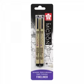 Набор капиллярных ручек Sakura "PIGMA MICRON" 2 шт (0,45 мм) Черный, в блистере