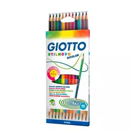 Набор карандашей цветных гексогональных, двусто Fila Giotto "Stilnovo Bicolor Ast" 24 цв 12 шт