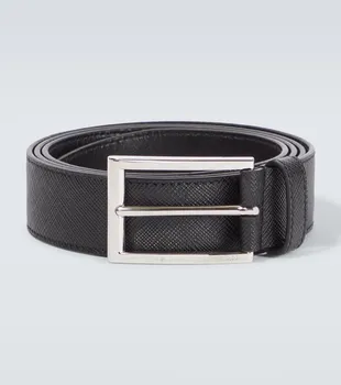 Ремень из кожи Saffiano с логотипом Prada, черный