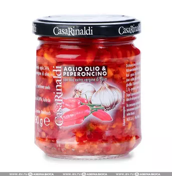 Соус "Casa Rinaldi" с чесноком, острым перцем и с оливковым маслом, 190 г, Италия