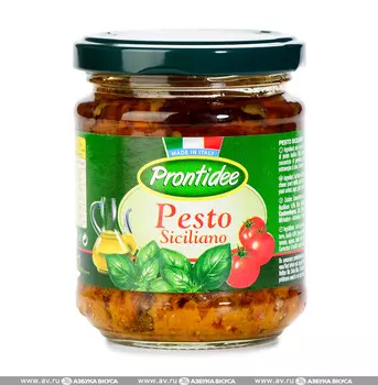 Соус "Prontidee" Песто по-сицилийски с сушеными томатами,180 г, Италия