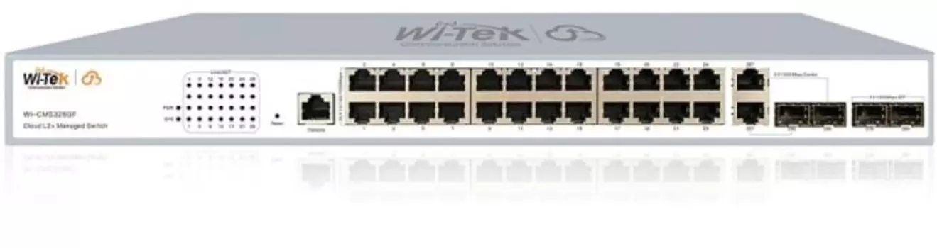 Коммутатор управляемый Wi-Tek WI-CMS328GF L2, порты 24 100/1000Base-TX + 4 SFP
