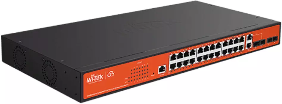Коммутатор управляемый Wi-Tek WI-PCMS328GF L2 PoE бюджет 400Вт, порты 24GE PoE, 2comboSFP, 2SFP, Cloud