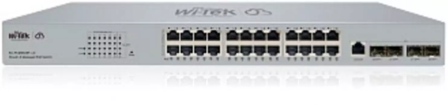 Коммутатор управляемый Wi-Tek WI-PCMS528F-L3 v2 PoE бюджет 370Вт, 24GE PoE, 4SFP+10G, Cloud
