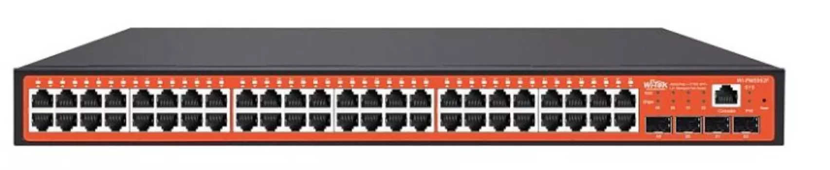 Коммутатор управляемый Wi-Tek WI-PMS552F управляемый L2+ 48 PoE GE + 4*10G SFP+, бюджет PoE 565Вт