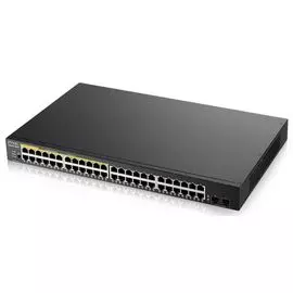 Коммутатор ZYXEL GS1900-48HPv2 Smart L2 PoE+, rack 19", 48xGE (24xPoE+), 2xSFP, бюджет PoE 170 Вт