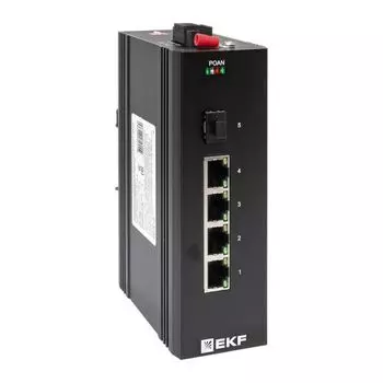 Коммутатор промышленный неуправляемый EKF TSX-U-1GX/SFP-4GTP U-1GX/SFP-4GTP 1 порт 1000Base-X SFP 4 порта 10/100/1000Base-T(X) RJ45 c PoE монтаж на DI
