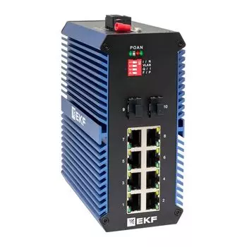 Коммутатор промышленный неуправляемый EKF TSX-U-2GX/SFP-8GTP U-2GX/SFP-8GTP 2 порта 1000Base-X SFP 8 портов 10/100/1000Base-T(X) RJ45 c PoE монтаж на