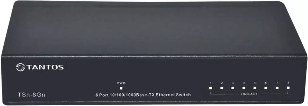 Коммутатор Tantos TSn-8Gn 8-портовый гигабитный, 8 портов 10/100/1000 Мбит/с, дуплекс, общая пропускная способность 16 Гбит/с, металлический корпус