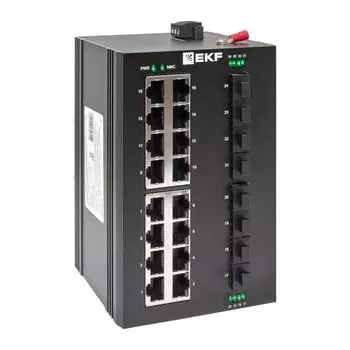 Коммутатор промышленный неуправляемый EKF TSX-U-8GX/SFP-16GT U-8GX/SFP-16GT 8 портов 1000Base-X SFP 16 портов 10/100/1000Base-T(X) RJ45 монтаж на DIN-
