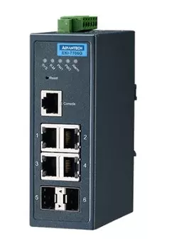 Коммутатор управляемый Advantech EKI-7706G-2F-AE 4GE+2SFP Gigabit Managed Redundant Industrial Switch