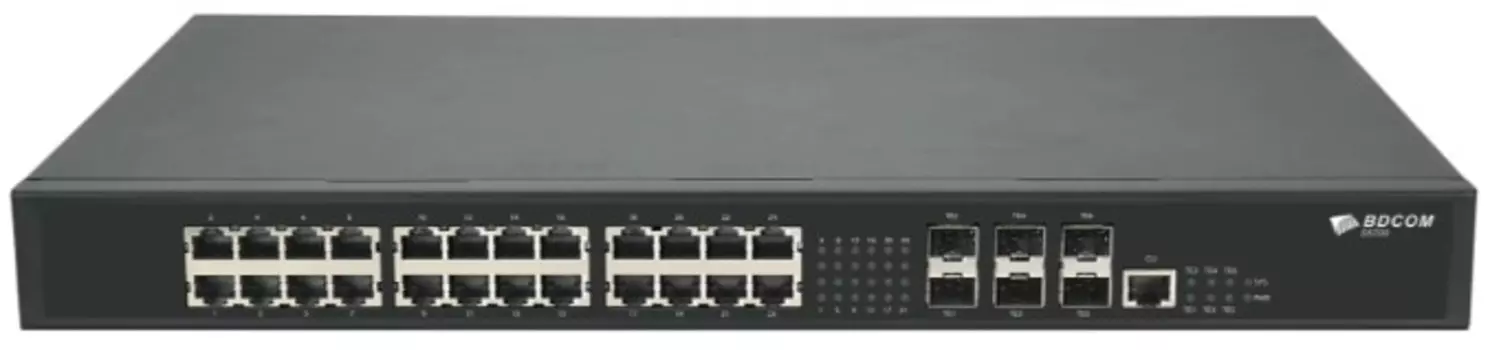 Коммутатор управляемый BDCom S5700-24ET6X уровня 3, 24x 2.5GBASE-Т, 6x 1/10GE SFP+, ~220V AC