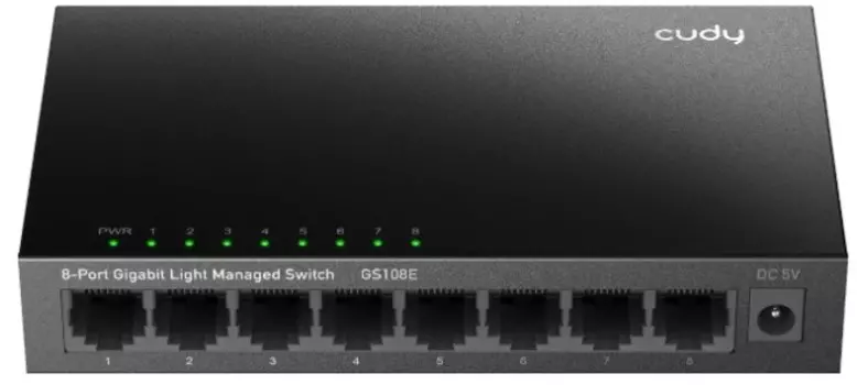 Коммутатор управляемый Cudy GS108E 8-Port Gigabit Light, 8 10/100/1000M RJ45 Ports, Desktop Metal Case, Power Saving, Plug & Play, Local management vi