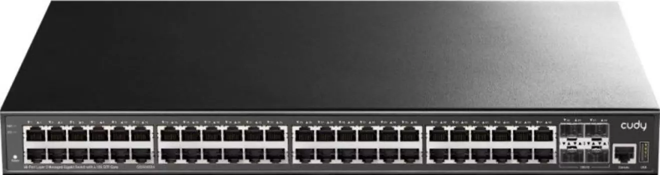 Коммутатор управляемый Cudy GS5048S4 48-Port Layer 3 Gigabit,48 Gigabit Ethernet ports + 4 10 Gigabit uplink SFP optical ports + 1 USB serial port + 1