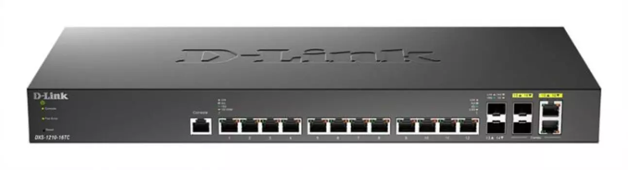 Коммутатор управляемый D-link DXS-1210-16TC/B1A 12x10GBase-T, 2x10GBase-X SFP+, 2xCombo 10GBase-T/SFP+, L2