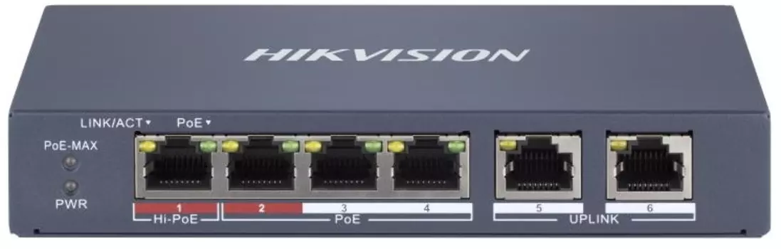 Коммутатор управляемый HIKVISION DS-3E1106HP-EI 4x100Мбит/с