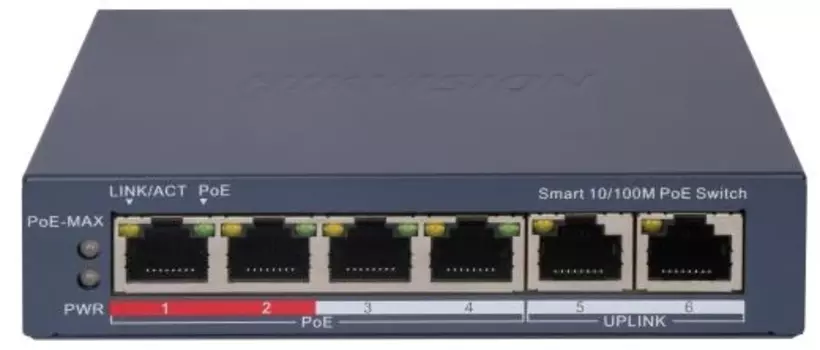 Коммутатор управляемый HIKVISION DS-3E1106P-EI 4x100Мбит/с