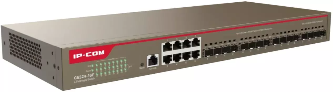 Коммутатор управляемый IP-Com G5324-16F L3, 8x1 Гбит/с, SFP 16x1 Гбит/с