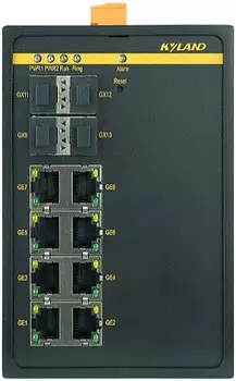 Коммутатор управляемый Kyland SICOM3000A 300071602 4 100/1000Base-X SFP ports, 8 10/100/1000Base-T(X) RJ45 ports, Console Port RS232 RJ45, 12-24VDC(9-