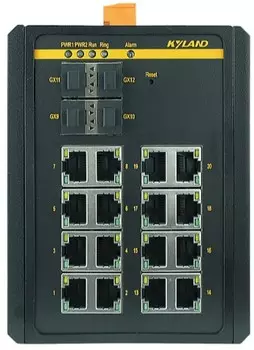 Коммутатор управляемый Kyland SICOM3000A 300071637 4 100/1000Base-X SFP ports, 16 10/100/1000Base-T(X) RJ45 ports, Console Port RS232 RJ45, 12-24VDC(9
