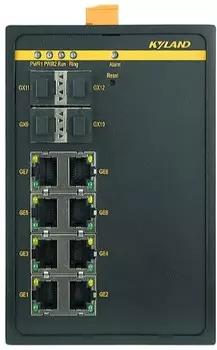 Коммутатор управляемый Kyland SICOM3000A 300071680 4 100/1000Base-X SFP ports, 8 10/100Base-TX ports, RS232 RJ45, 24-48VDC(18-72VDC) dual redundant po