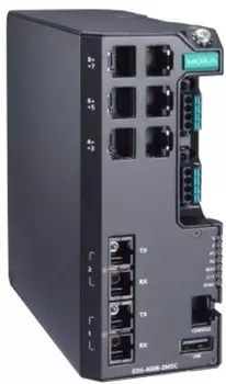 Коммутатор управляемый MOXA EDS-4008-2MSC-LV 6*10/100BaseT(X) ports, 2*100BaseFX multi-mode ports with SC connectors, dual power inputs 12/24/48 VDC