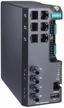 Коммутатор управляемый MOXA EDS-4008-2MST-HV-T 6*10/100BaseT(X) ports, 2*100BaseFX multi-mode ports with ST connectors, single power input 110/220