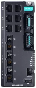 Коммутатор управляемый MOXA EDS-4009-3SSC-HV 6*10/100BaseT(X) ports, 3*100BaseFX single-mode ports with SC connectors, single power input 110/220