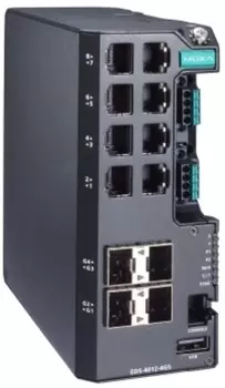 Коммутатор управляемый MOXA EDS-4012-4GS-LV-T 8*10/100BaseT(X) ports, 4*100/1000BaseSFP ports, dual power inputs 12/24/48 VDC