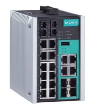 Коммутатор управляемый MOXA EDS-518E-SS-SC-4GTXSFP 12x10/100BaseT(X) ports, 2 100BaseFX single-mode ports with SC connectors, and 4 combo 10/100/1000B