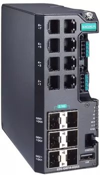 Коммутатор управляемый MOXA EDS-G4014-6QGS-HV-T 8*10/100/1000BaseT(X) ports, 6*1000/2500BaseSFP ports, single power input 110/220 VAC/VDC