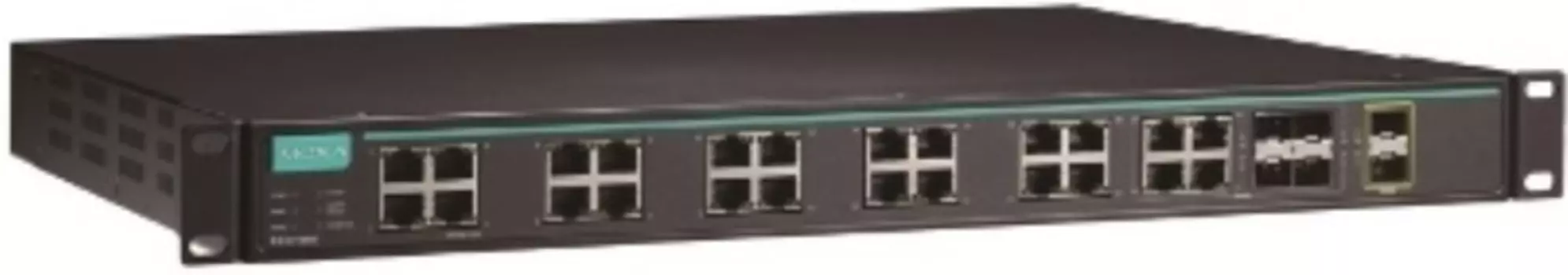 Коммутатор управляемый MOXA ICS-G7526A-20GSFP-2XG-HV-HV-T 2 уровня с 20 слотами 100/1000BaseSFP, 4 combo-портами 10/100/1000BaseT(X) или 100/1000BaseS