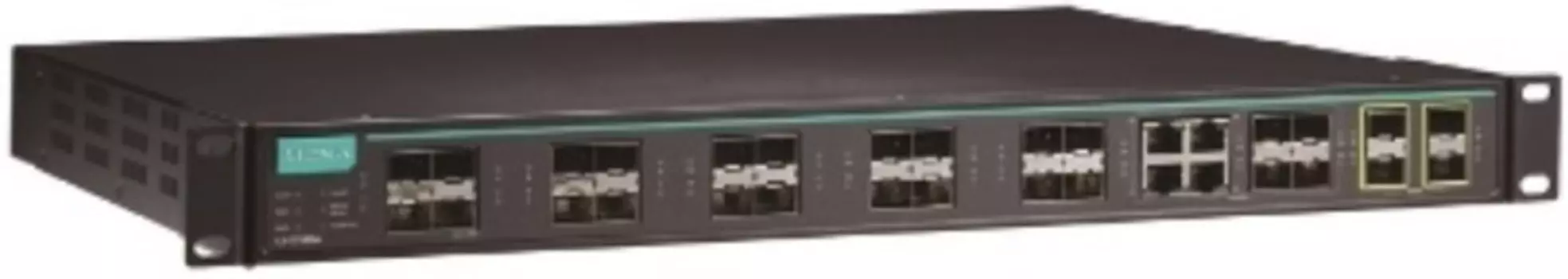 Коммутатор управляемый MOXA ICS-G7528A-8GSFP-4XG-HV-HV-T 2 уровня с 12 портами 10/100/1000BaseT(X), 8 слотами 100/1000BaseSFP, 4 combo-портами 10/100/