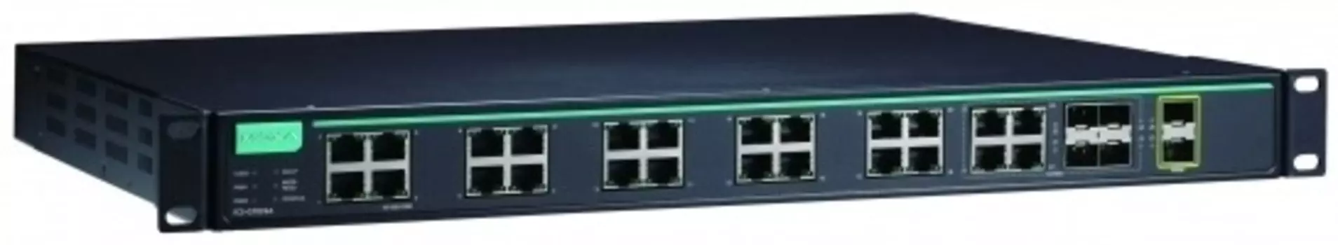 Коммутатор управляемый MOXA ICS-G7826A-2XG-HV-HV-T 3 уровня с 20 портами 10/100/1000BaseT(X), 4 combo-портами 10/100/1000BaseT(X) или 100/1000BaseSFP